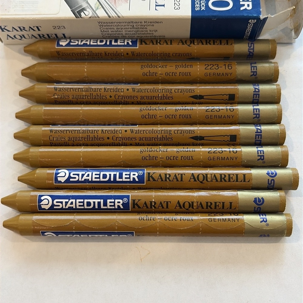 Vintage Staedtler Karat Aquarell 223-16 Watercolor Crayons Golden Ochre Germany - Picture 7 of 11
